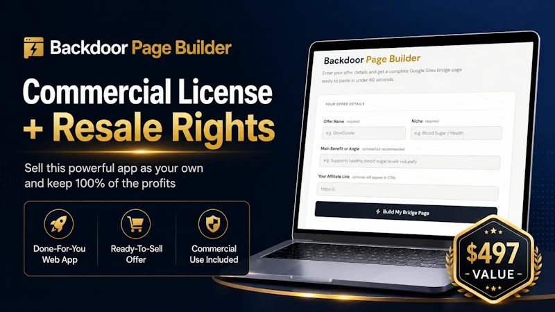 Backdoor Page Builder Commercial License and Resale Rights